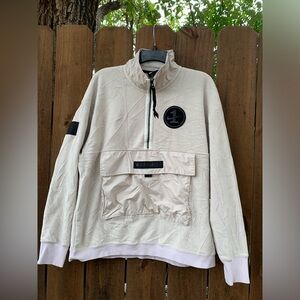 Y2K Vintage Nike Air Force 1 beige/cream 1/2 zip fleece sweatshirt Size Medium.